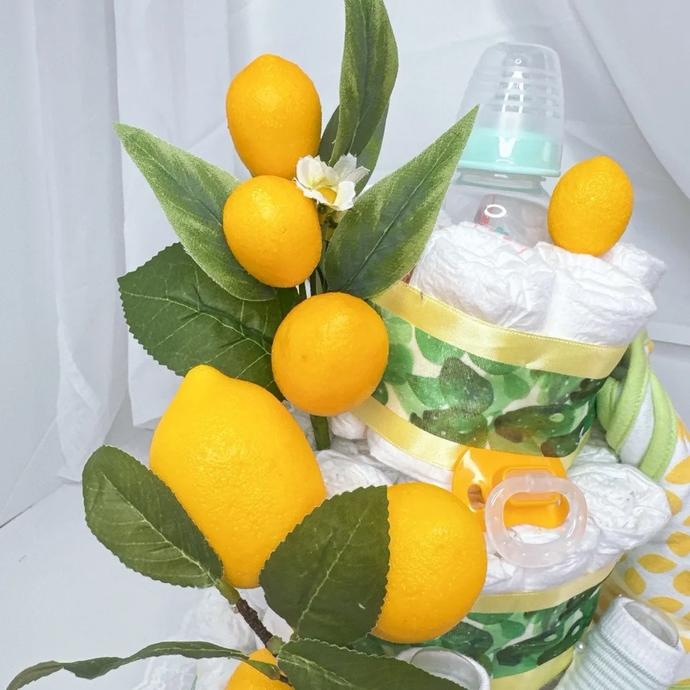 Lemon-Themed Diaper Cake
